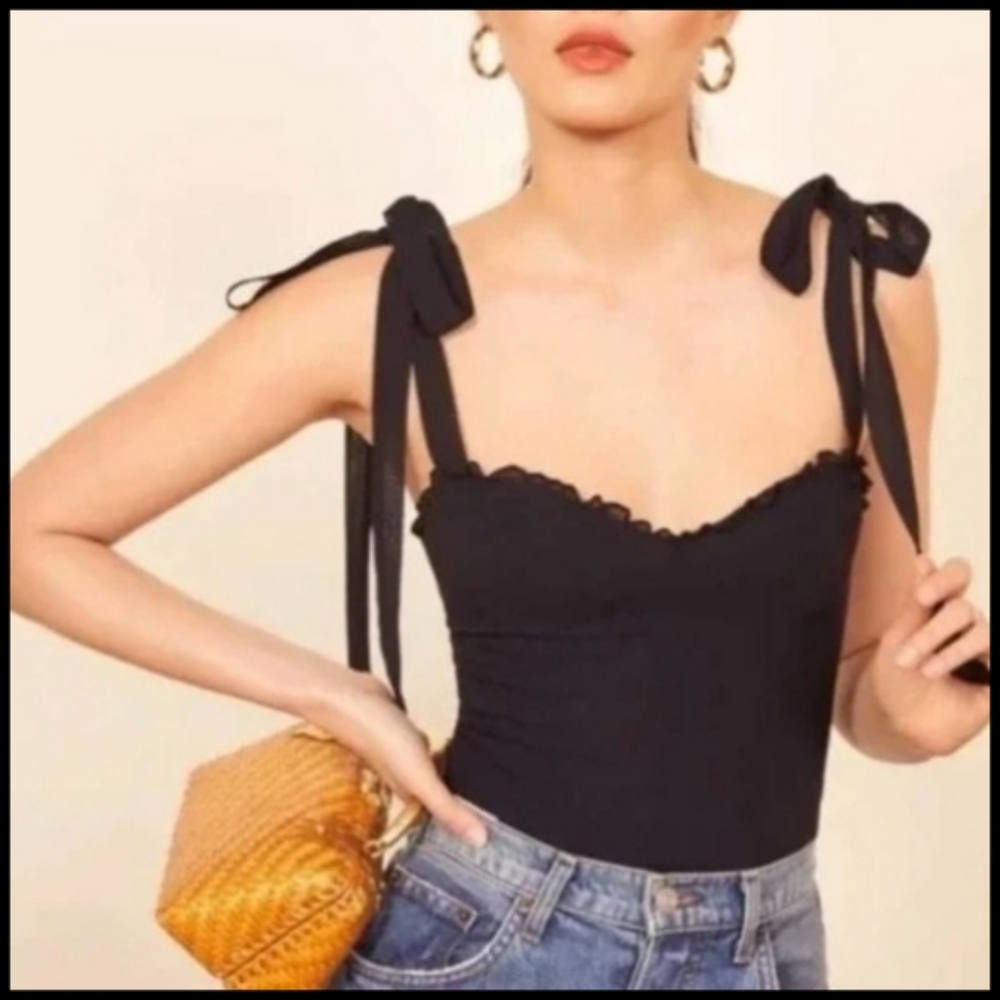 NWT Reformation Blanca Smocked Tie Shoulder Tank